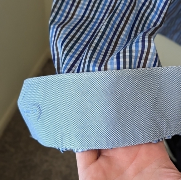 BUGATCHI PLAID DRESS BUTTON DOWN WITH FLIP CUFF Size 2XL  Excellent condition - Picture 5 of 5